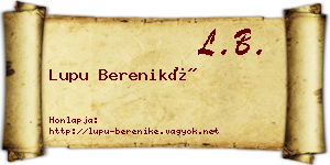Lupu Bereniké névjegykártya